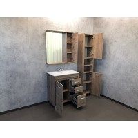 Зеркало со шкафом Comforty Марио 75 00-00004159 с подсветкой Дуб темный