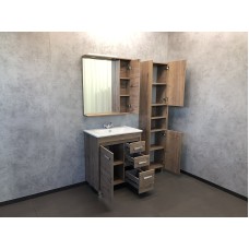 Зеркало со шкафом Comforty Марио 75 00-00004159 с подсветкой Дуб темный