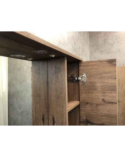 Зеркало со шкафом Comforty Марио 75 00-00004159 с подсветкой Дуб темный