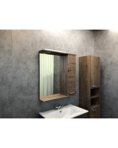 Зеркало со шкафом Comforty Марио 75 00-00004159 с подсветкой Дуб темный