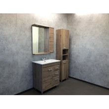 Зеркало со шкафом Comforty Марио 75 00-00004159 с подсветкой Дуб темный