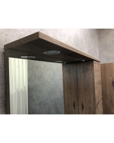 Зеркало со шкафом Comforty Марио 75 00-00004159 с подсветкой Дуб темный