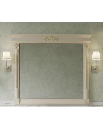 Астория Gold  - 105 Зеркало бежевое со светильниками ГЛЯНЦЕВОЕ