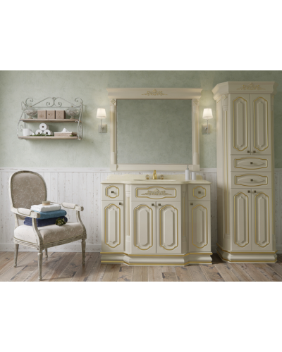 Астория Gold  - 105 Зеркало бежевое со светильниками ГЛЯНЦЕВОЕ