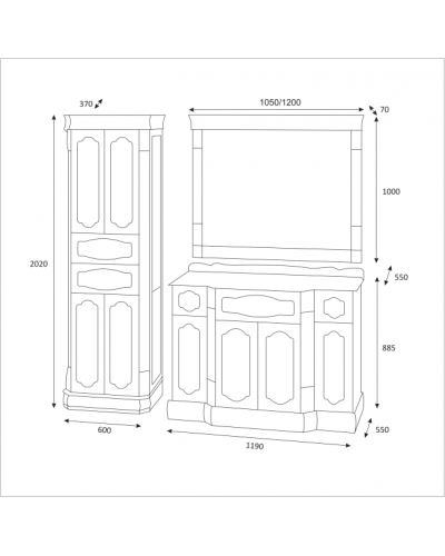 Астория Gold  - 105 Зеркало бежевое со светильниками ГЛЯНЦЕВОЕ