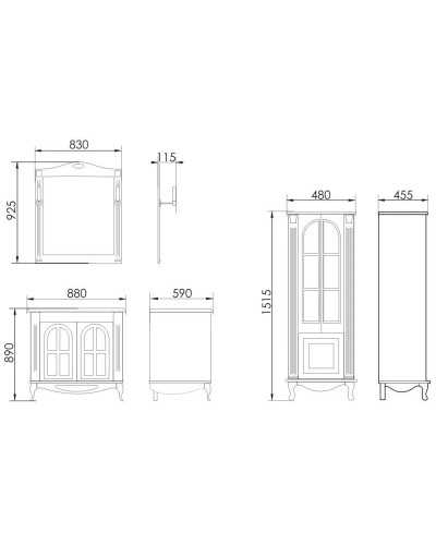 Зеркало 83х92,5 см слоновая кость золотая патина Atoll Венеция