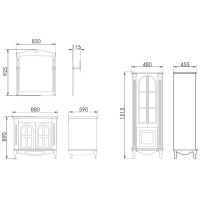 Зеркало 83х92,5 см слоновая кость серебряная патина Atoll Венеция