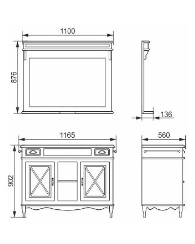 Зеркало 110х87,6 см белый матовый Atoll Марсель NEW