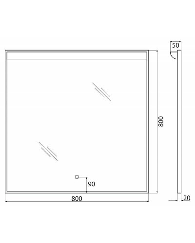 Зеркало BelBagno SPC 80 SPC-UNO-800-800-TCH с подсветкой с сенсорным выключателем