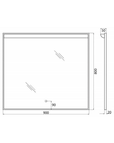 Зеркало BelBagno SPC 90 SPC-UNO-900-800-TCH с подсветкой с сенсорным выключателем