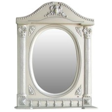 Зеркало 71,5х94,5 см белый жемчуг серебряная патина Atoll Наполеон