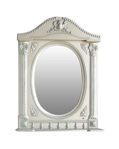 Зеркало 71,5х94,5 см белый жемчуг серебряная патина Atoll Наполеон