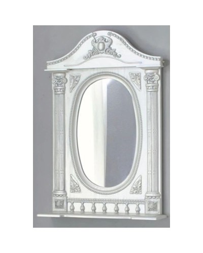 Зеркало 61,5х94,5 см белый жемчуг серебряная патина Atoll Наполеон