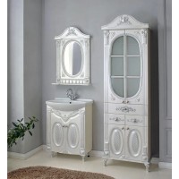 Зеркало 61,5х94,5 см белый жемчуг серебряная патина Atoll Наполеон