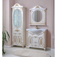 Зеркало 81,5х94,5 см белый жемчуг золотая патина Atoll Наполеон