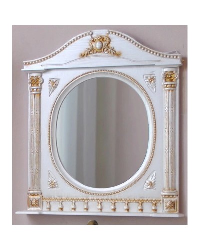 Зеркало 81,5х94,5 см белый жемчуг золотая патина Atoll Наполеон