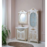 Зеркало 71,5х94,5 см белый жемчуг золотая патина Atoll Наполеон