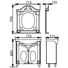 Зеркало 71,5х94,5 см белый жемчуг золотая патина Atoll Наполеон