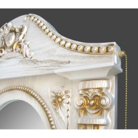 Зеркало 61,5х94,5 см белый жемчуг золотая патина Atoll Наполеон