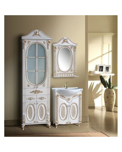 Зеркало 61,5х94,5 см белый жемчуг золотая патина Atoll Наполеон