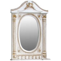 Зеркало 61,5х94,5 см белый жемчуг золотая патина Atoll Наполеон