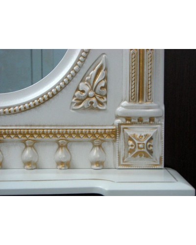 Зеркало 61,5х94,5 см белый жемчуг золотая патина Atoll Наполеон