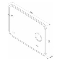СТАЙЛ "B 135" Зеркало 1000*700 с увеличительным зеркалом, часами