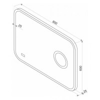 СТАЙЛ "B 135" Зеркало 800*600 с увеличительным зеркалом, часами