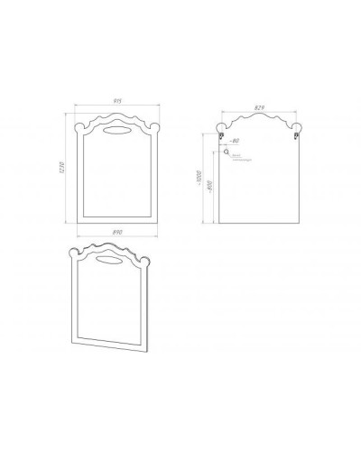 Элис - 90 Зеркало белое патина/стекло