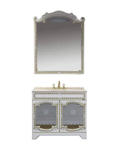 Элис -100 Зеркало белая патина/стекло