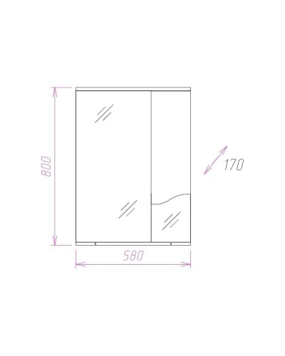 Зеркало со шкафом Onika Лайн 58.01 L 205819 с подсветкой Белое