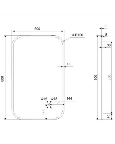 Зеркало Excellent Lumiro 50 DOEX.LU080.050.AC с подсветкой с сенсорным выключателем