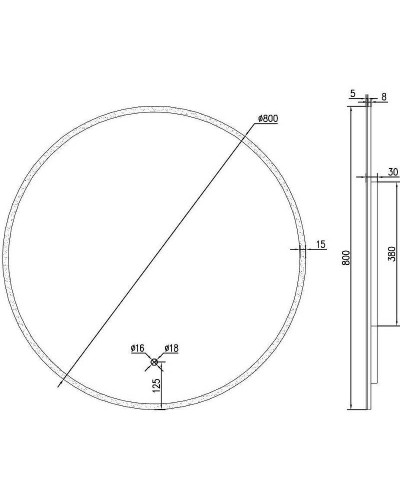 Зеркало Excellent Lumiro 80 DOEX.LU080.AC с подсветкой с сенсорным выключателем