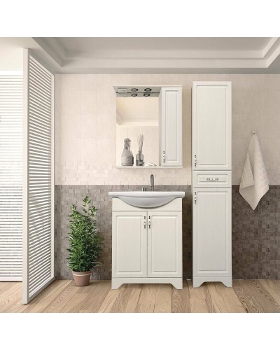 Зеркало со шкафом Style Line Олеандр 2 Люкс 65 ЛС-00000202 с подсветкой Рельеф пастель