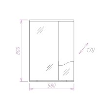 Зеркало со шкафом Onika Лайн 58.01 R 205820 с подсветкой Белое