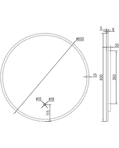 Зеркало Sancos Sfera 60 SF600 с подсветкой с сенсорным выключателем
