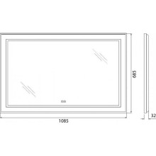 Зеркало BelBagno Kraft 108.5 SPC-KRAFT-1085-685-TCH-WARM с подсветкой с подогревом Сатин с сенсорным выключателем