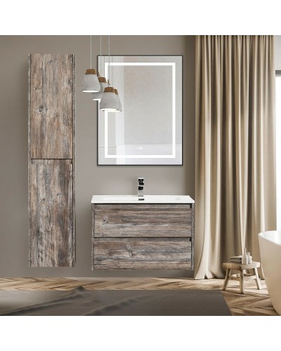 Зеркало BelBagno Kraft 68.5 SPC-KRAFT-685-885-TCH-WARM-NERO с подсветкой с подогревом Черное с сенсорным выключателем