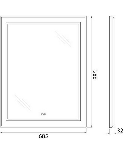 Зеркало BelBagno Kraft 68.5 SPC-KRAFT-685-885-TCH-WARM-NERO с подсветкой с подогревом Черное с сенсорным выключателем