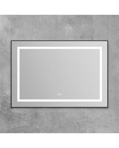 Зеркало BelBagno Kraft 98.5 SPC-KRAFT-985-685-TCH-WARM-NERO с подсветкой с подогревом Черное с сенсорным выключателем