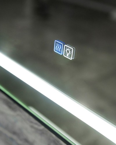 Зеркало BelBagno Kraft 98.5 SPC-KRAFT-985-685-TCH-WARM-NERO с подсветкой с подогревом Черное с сенсорным выключателем