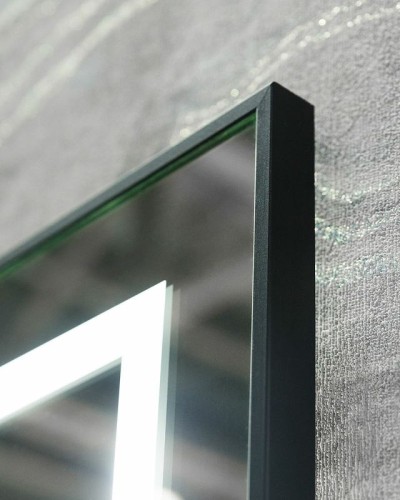 Зеркало BelBagno Kraft 98.5 SPC-KRAFT-985-685-TCH-WARM-NERO с подсветкой с подогревом Черное с сенсорным выключателем