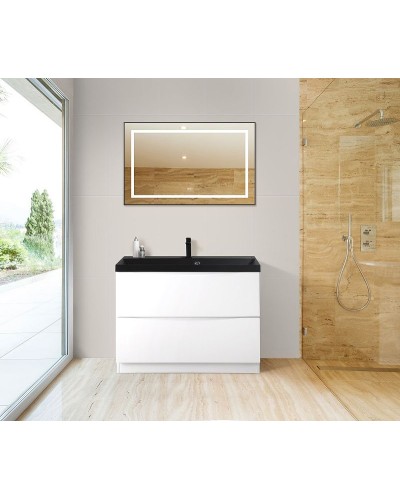 Зеркало BelBagno Kraft 98.5 SPC-KRAFT-985-685-TCH-WARM-NERO с подсветкой с подогревом Черное с сенсорным выключателем