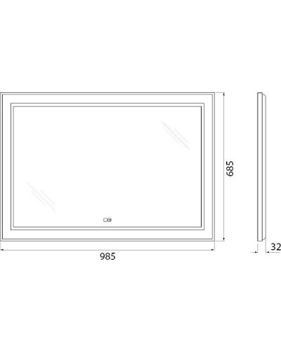 Зеркало BelBagno Kraft 98.5 SPC-KRAFT-985-685-TCH-WARM-NERO с подсветкой с подогревом Черное с сенсорным выключателем