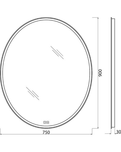 Зеркало BelBagno 75 SPC-VST-750-900-LED-TCH-WARM с подсветкой с подогревом с сенсорным выключателем