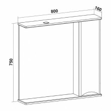 Зеркало со шкафом Runo Афина 80 R 00-00001172 с подсветкой Белое