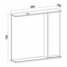 Зеркало со шкафом Runo Афина 80 R 00-00001172 с подсветкой Белое