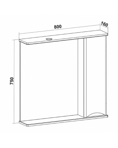 Зеркало со шкафом Runo Афина 80 R 00-00001172 с подсветкой Белое