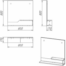 Зеркало Grossman Лайф 80 208008 Винтажное дерево темное Графит