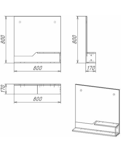 Зеркало Grossman Лайф 80 208008 Винтажное дерево темное Графит